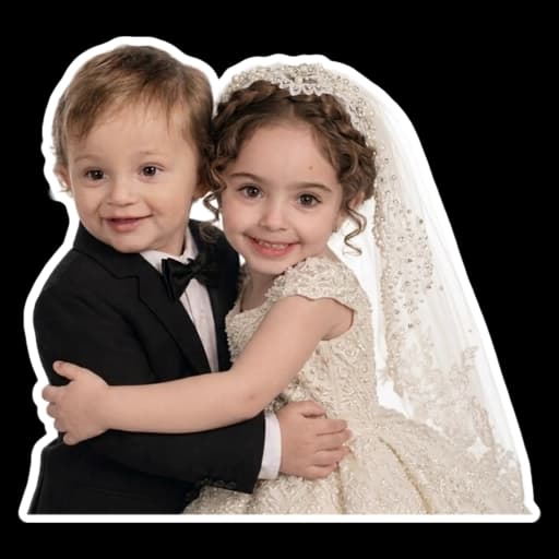 Yousef and Haya, illustrated as children